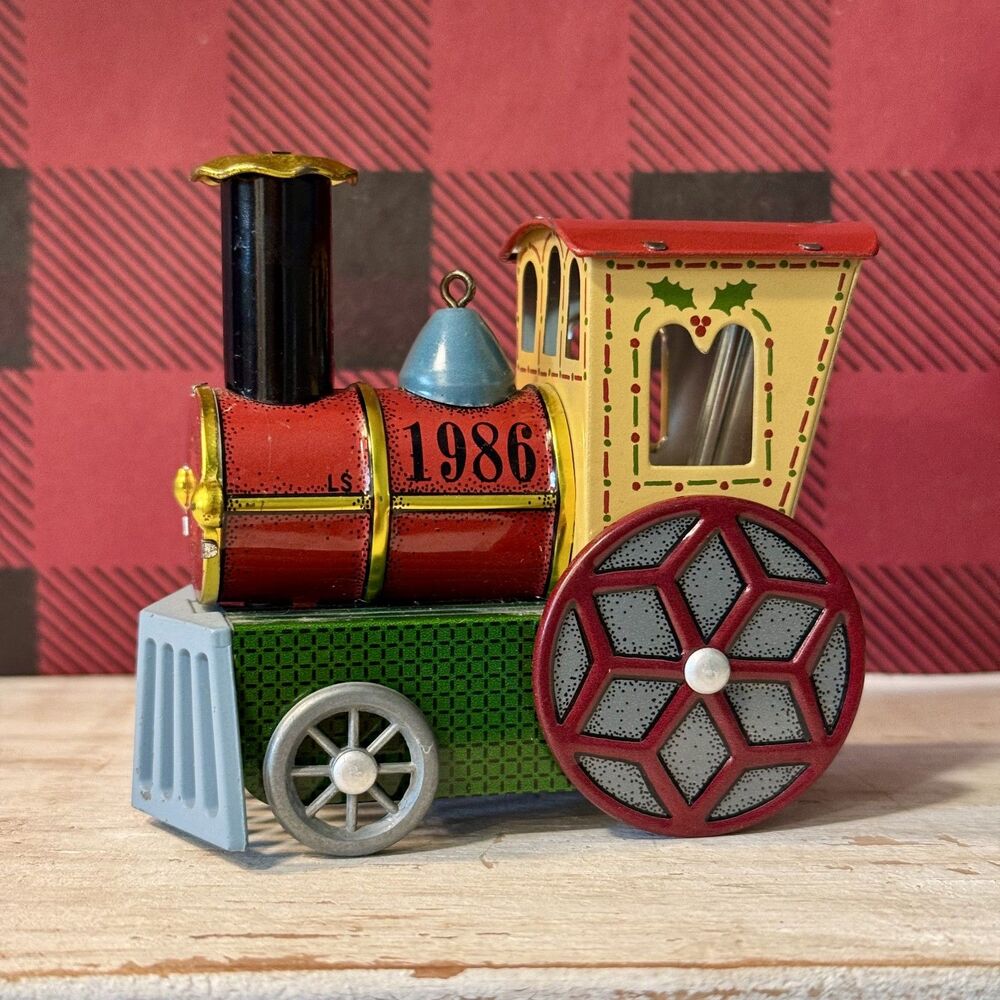 1986 Hallmark Tin Locomotive Train #5 Vintage Christmas Keepsake Ornament